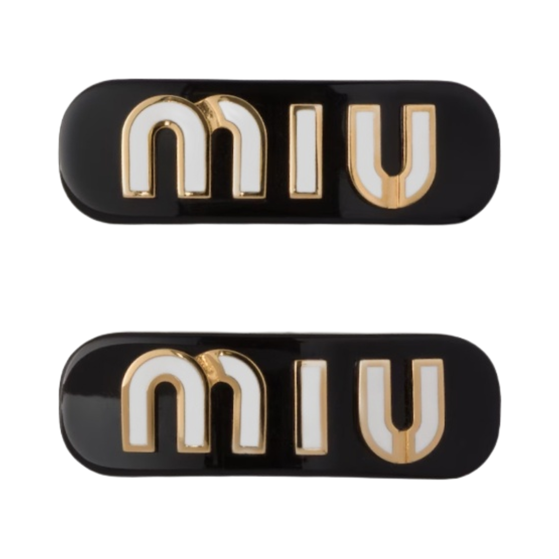 5IF072-2F72-F0967 (W) Miu Miu Plexiglas and Metal Hair Clip Black White
