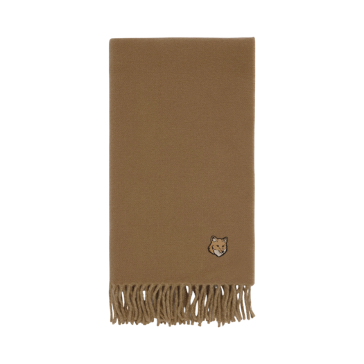Maison Kitsune Bold Fox Head Double Face Scarf Chino Beige