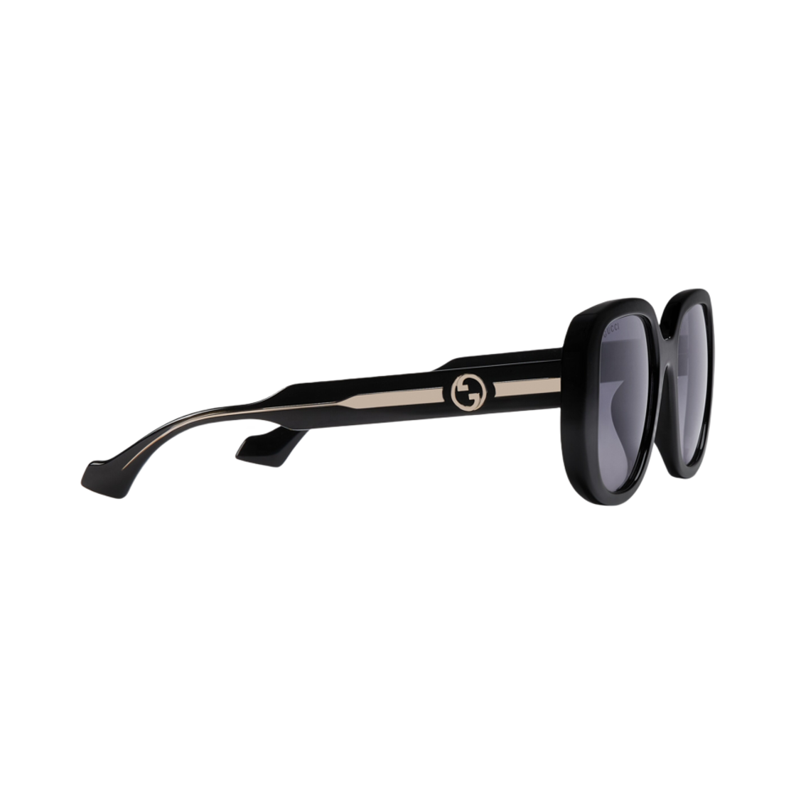 (W) 구찌 스페셜라이즈드 핏 라운드 선글라스 샤이니 블랙((W) Gucci Specialized Fit Round Sunglasses Shiny Black) - 2