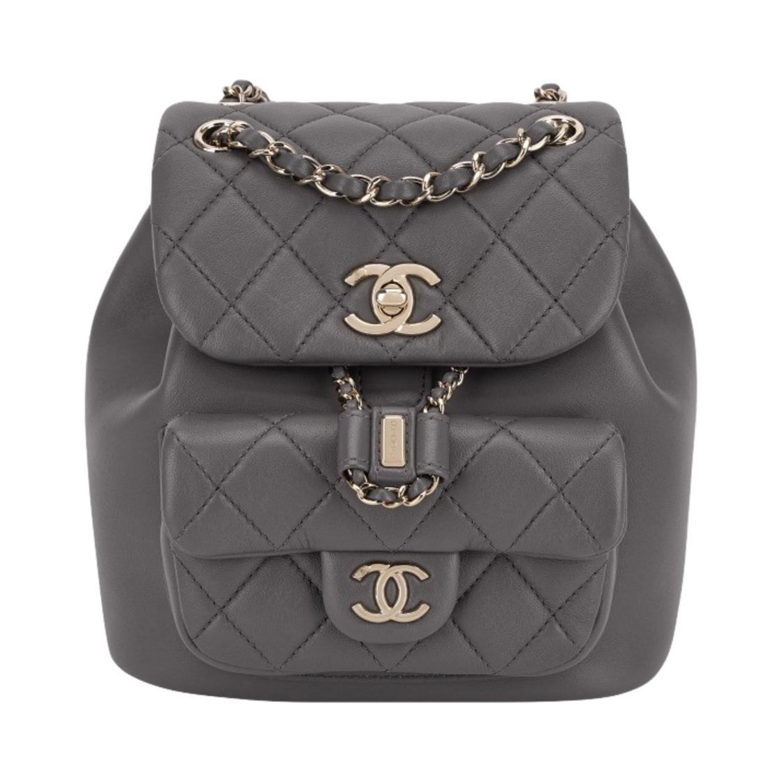 샤넬 스몰 백팩 램스킨 & 골드 메탈 다크 그레이(Chanel Small Backpack Lambskin & Gold Dark Grey) - 1