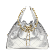 Chanel 25 Small Handbag Metallic Grained Calfskin & Gold Silvery