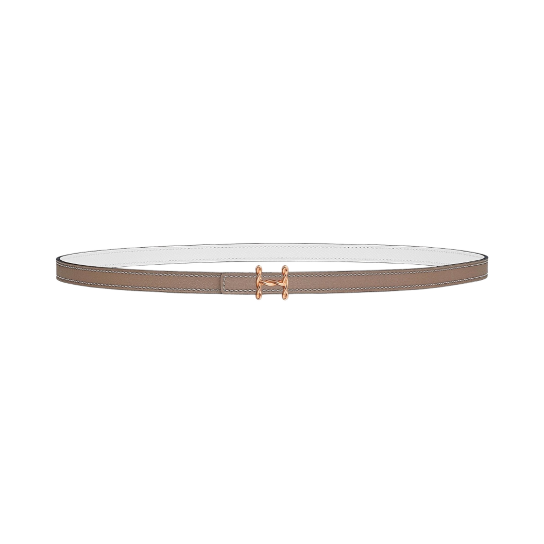 (W) 에르메스 H 토르사드 벨트 버클 & 리버서블 가죽 스트랩 13mm & 핑크 골드 에뚜쁘 블랑((W) Hermes H Torsade Belt Buckle & Reversible Leather Strap 13mm & Pink Gold Etoupe Blanc) - 1