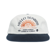 Hello Sunrise Washed HS Arch Logo 6Panel Cap Ivory & Navy