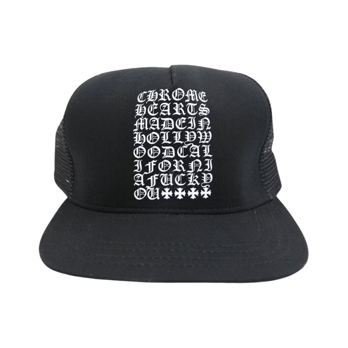 크롬하츠 아이차트 메이드 인 할리우드 트러커햇 블랙(Chrome Hearts Eyechart Made in Hollywood Trucker Hat Black) - 1