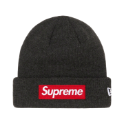 Supreme New Era Box Logo Beanie Charcoal - 21FW
