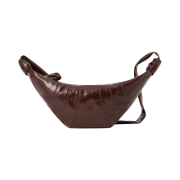 Lemaire Medium Croissant Bag Coated Cotton Chocolate Fondant