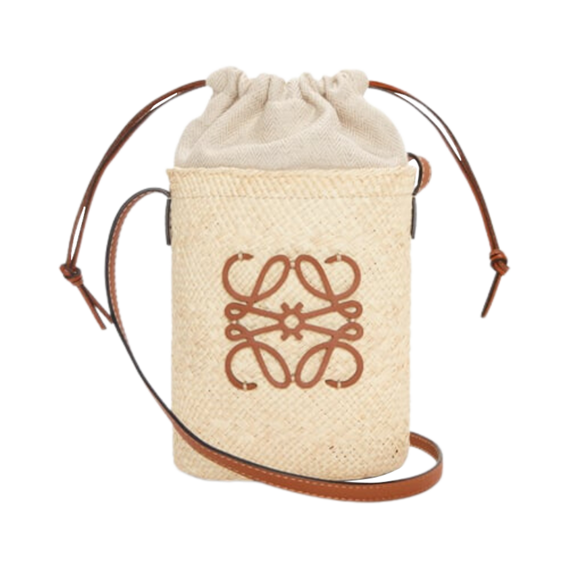 로에베 스퀘어 포켓 인 이라카 팜 앤 카프스킨 내츄럴 탄(Loewe Square Pocket In Iraca Palm and Calfskin Natural Tan) - 1