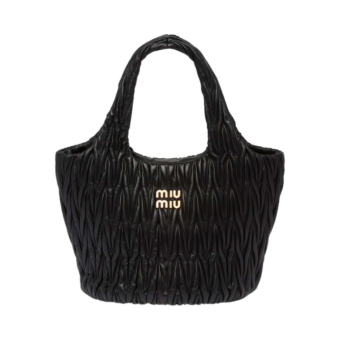 미우 미우 원더 마틀라세 나파 레더 토트백 블랙(Miu Miu Wander Matelasse Nappa Leather Tote Black) - 1