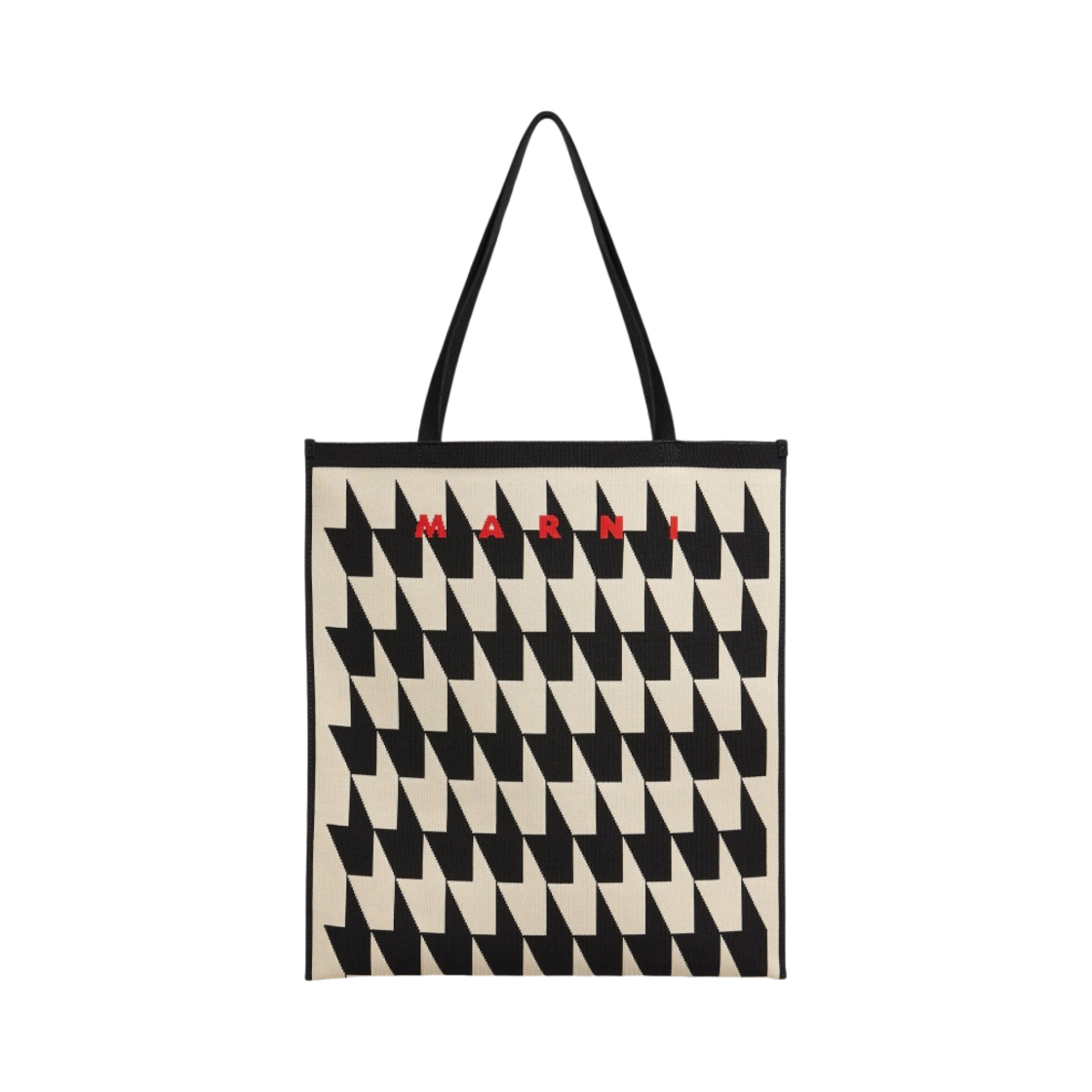 마르니 하운즈투스 자카드 토트백 소프트 베이지 블랙(Marni Houndstooth Jacquard Tote Bag Soft Beige Black) - 1