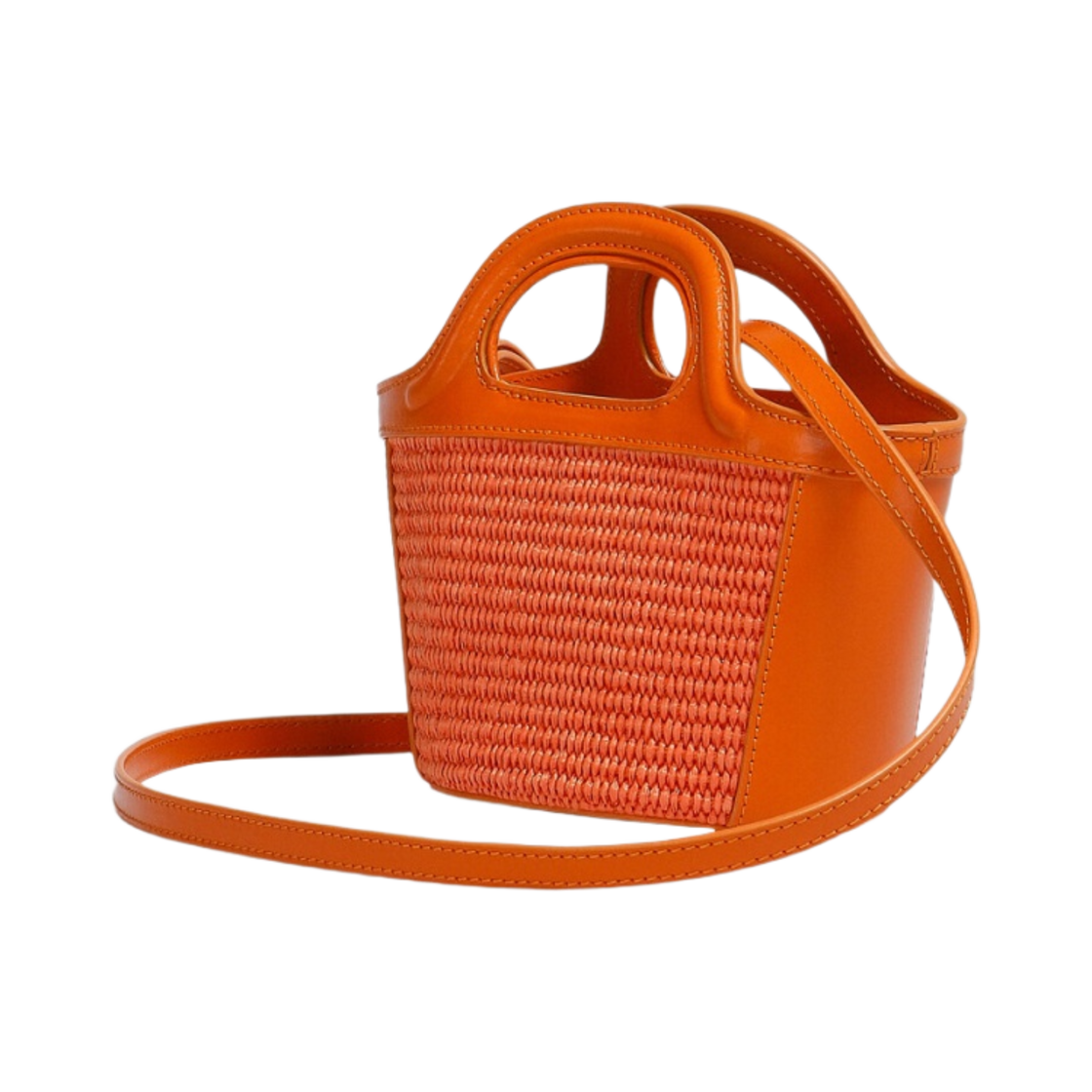 마르니 레더 & 라피아 트로피컬리아 마이크로백 캐롯(Marni Leather & Raffia Tropicalia Micro Bag Carrot) - 3