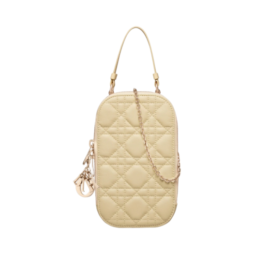 Dior Lady Phone Holder Cannage Lambskin Pale Yellow