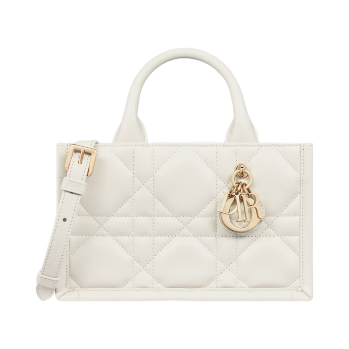 S5573OWHP-M030 Dior Mini Book Tote with Strap Macrocannage Calfskin Latte
