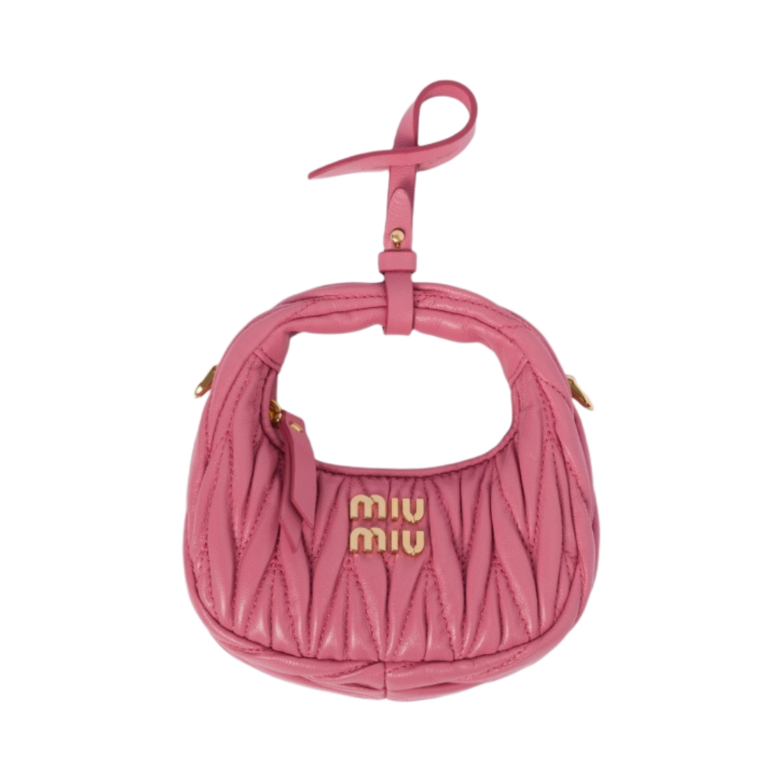 미우 미우 완더 마테라쎄 나파 레더 미니 호보백 파우치 베고니아 핑크(Miu Miu Wander Matelasse Nappa Leather Mini Hobo Bag Pouch Begonia Pink) - 1