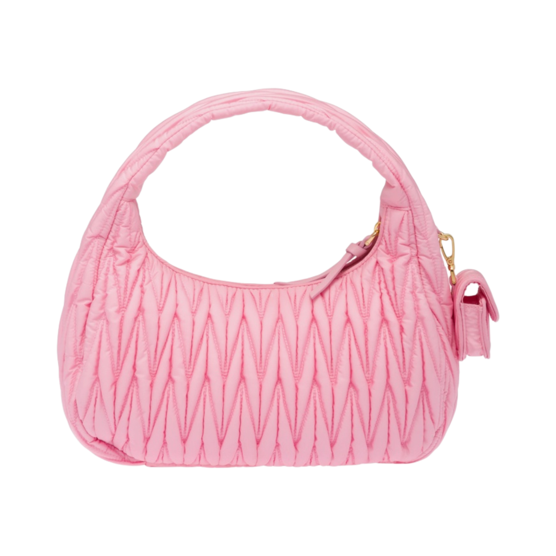 미우 미우 완더 마테라쎄 재생 나일론 호보백 핑크(Miu Miu Wander Matelasse Regenerated Nylon Hobo Bag Pink) - 3