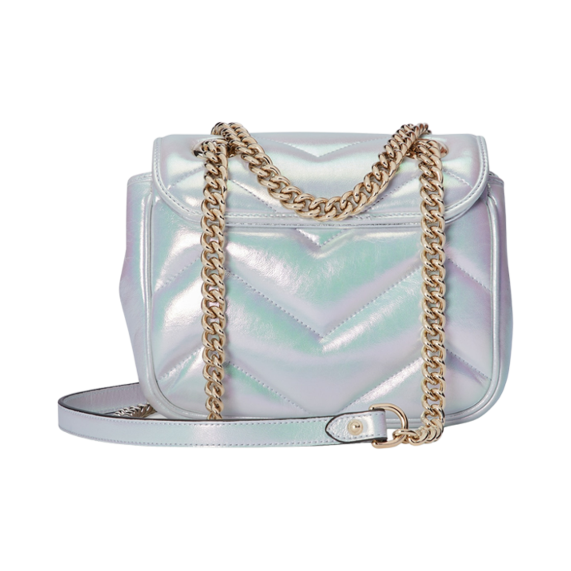 구찌 GG 마몽 미니 숄더백 블루 이리디센트 레더(Gucci GG Marmont Mini Shoulder Bag Blue Iridescent Leather) - 3