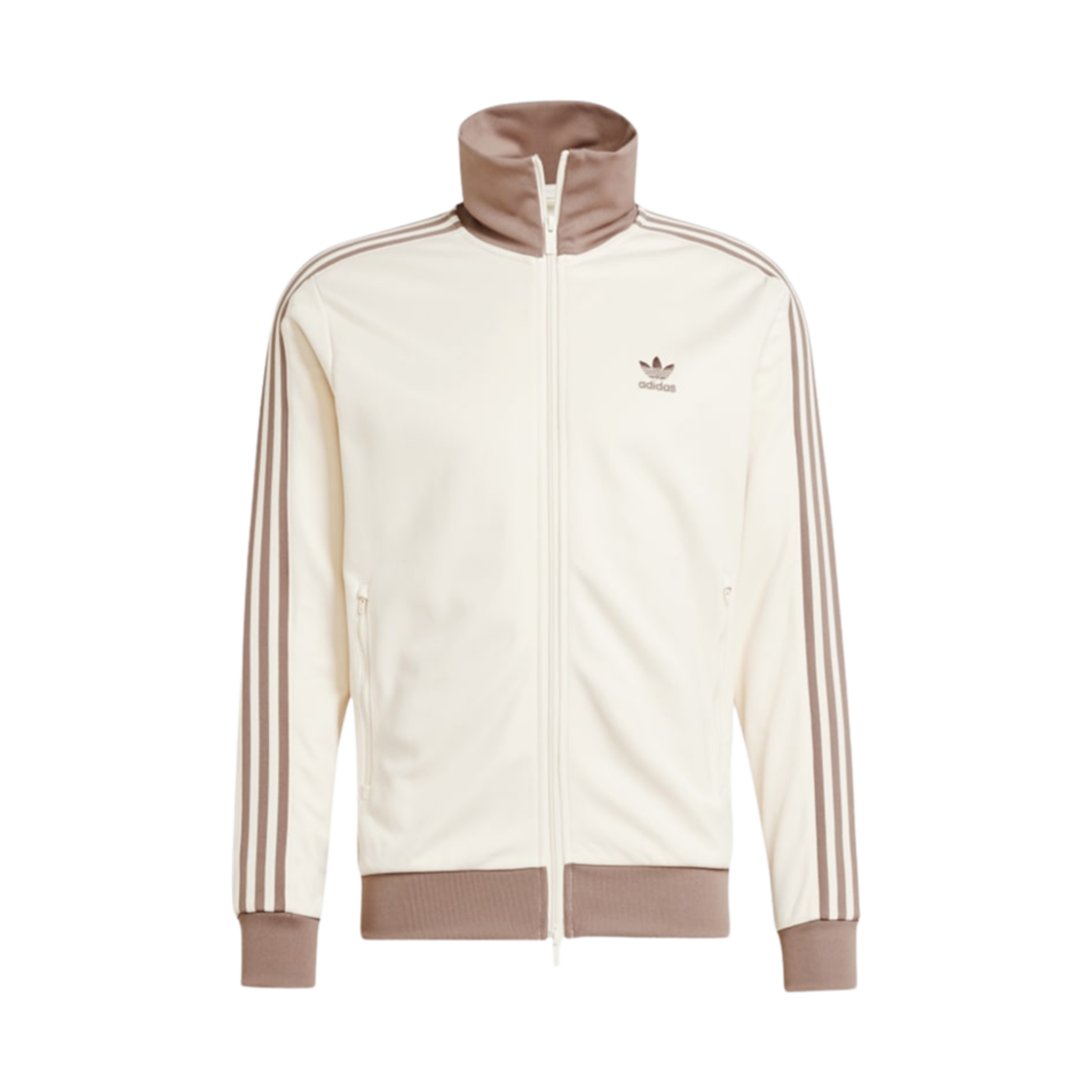 아디다스 아디컬러 클래식 베켄바우어 트랙탑 원더 화이트 트레이스 브라운 - US 사이즈(Adidas Adicolor Classic Beckenbauer Track Top Wonder White Trace Brown - US Sizing)