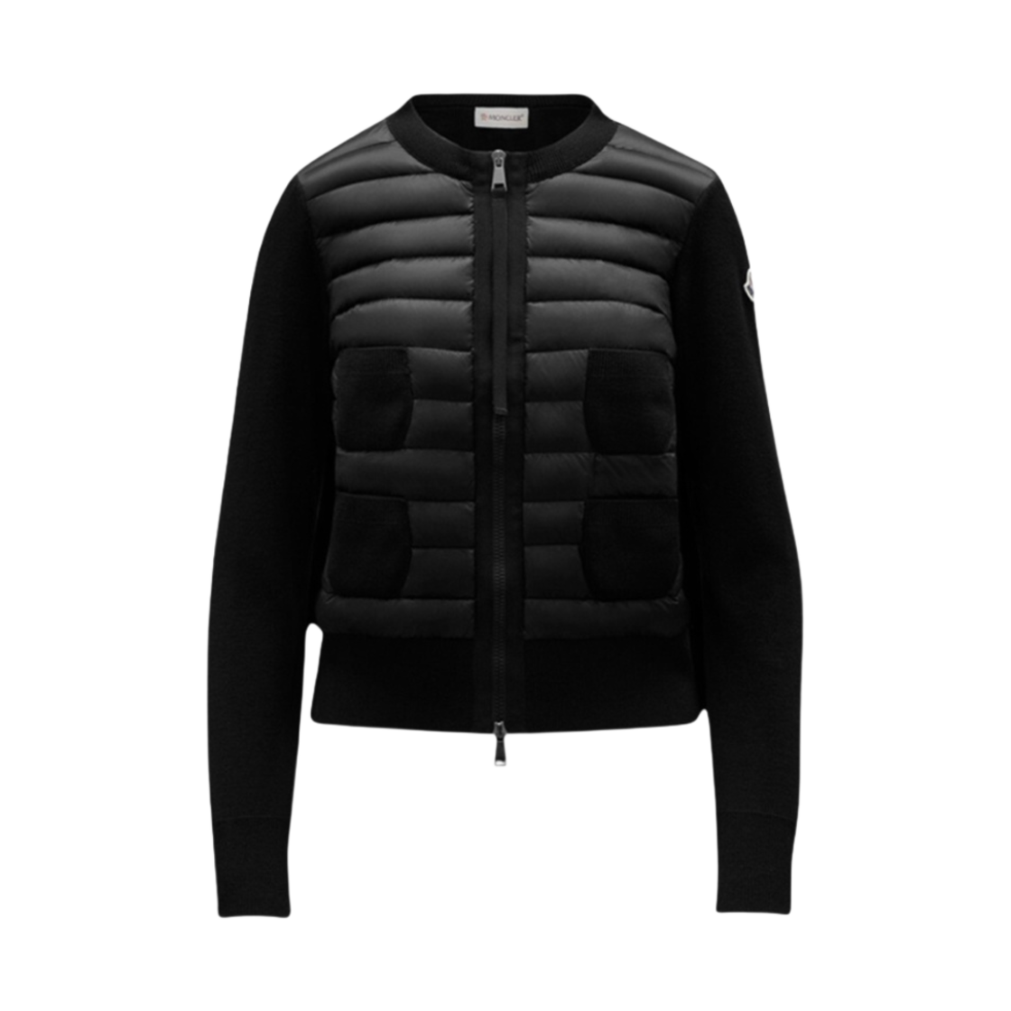 (W) 몽클레르 울 앤 나일론 패딩 가디건 블랙 - 24FW((W) Moncler Wool and Nylon Padded Cardigan Black - 24FW)
