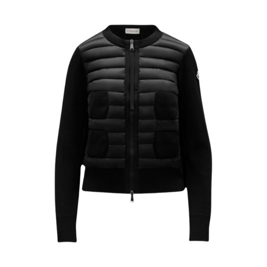 J2-093-9B51000-A9018-999 (W) Moncler Wool and Nylon Padded Cardigan Black - 24FW