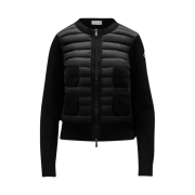 (W) Moncler Wool and Nylon Padded Cardigan Black - 24FW