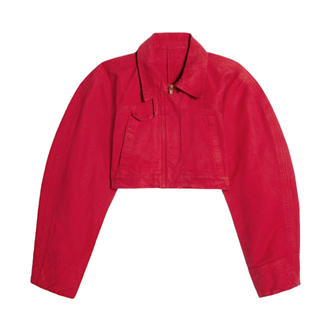 (W) 자크뮈스 르 베스테 니메스 메이오 콥 진 자켓 레드((W) Jacquemus La Veste De Nimes Meio Copped Jean Jacket Red) - 1