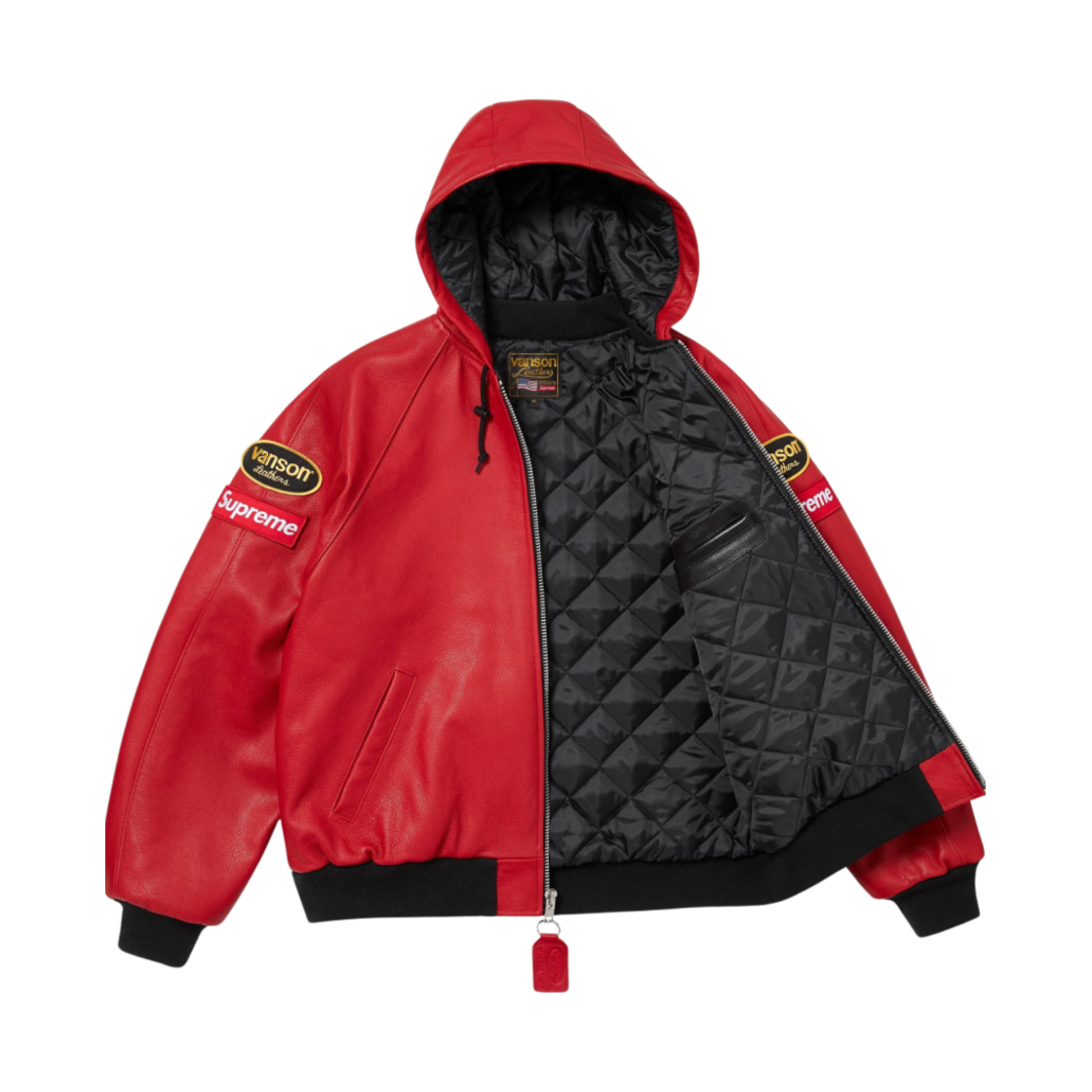 슈프림 x 밴슨 레더 후드 워크 자켓 레드 - 24FW(Supreme x Vanson Leathers Hooded Work Jacket Red - 24FW) - 2