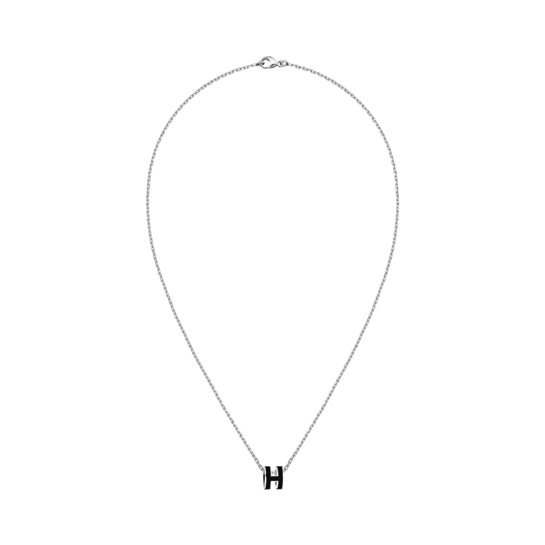 (W) 에르메스 미니 팝아슈 펜던트 팔라듐 하드웨어 & 누아((W) Hermes Mini Pop H Pendant Palladium & Noir)
