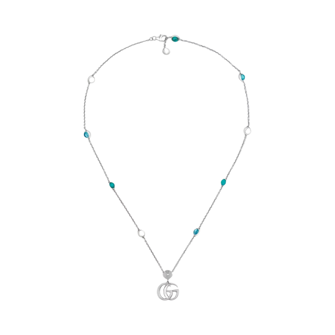 구찌 더블 G 마더 펄 네클리스 실버 에이지드 피니쉬(Gucci Double G Mother Of Pearl Necklace Silver Aged Finish) - 1