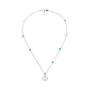 Gucci Double G Mother Of Pearl Necklace Silver Aged Finish