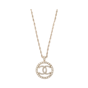 (W) Chanel Necklace Metal & Gold Pearly White