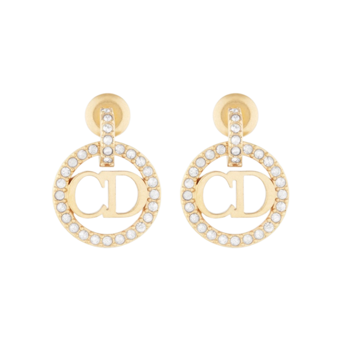 (W) 디올 클레어 D 룬 이어링 골드 피니쉬 메탈 실버 톤 크리스탈((W) Dior Clair D Lune Earrings Gold Finish Metal Silver Tone Crystals) - 1