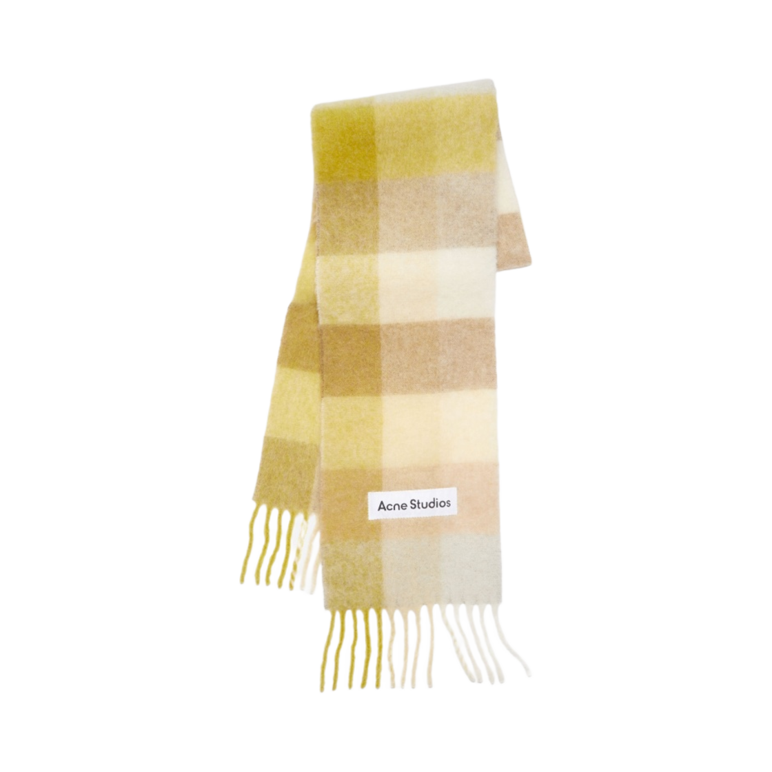 CA0084-CZ2 Acne Studios Mohair Check Scarf Pastel Yellow Cream Beige - 대표 이미지 #1