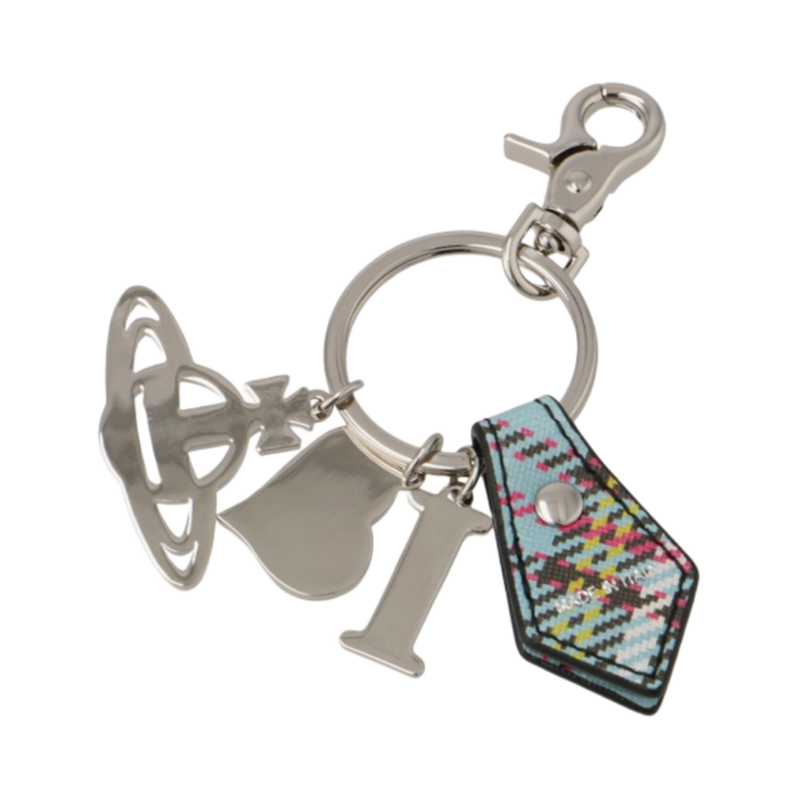 비비안 웨스트우드 사피아노 바이오그린 아이 러브 오브 키링 맥켄디 타탄(Vivienne Westwood Saffiano Biogreen I Love Orb Keyring Mcandy Tartan) - 2