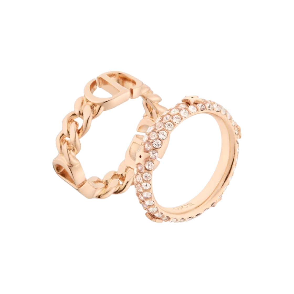 (W) 디올 쁘띠 CD 링 세트 핑크 피니쉬 메탈 핑크 크리스탈((W) Dior Petit CD Ring Set Pink Finish Metal Pink Crystals) - 1