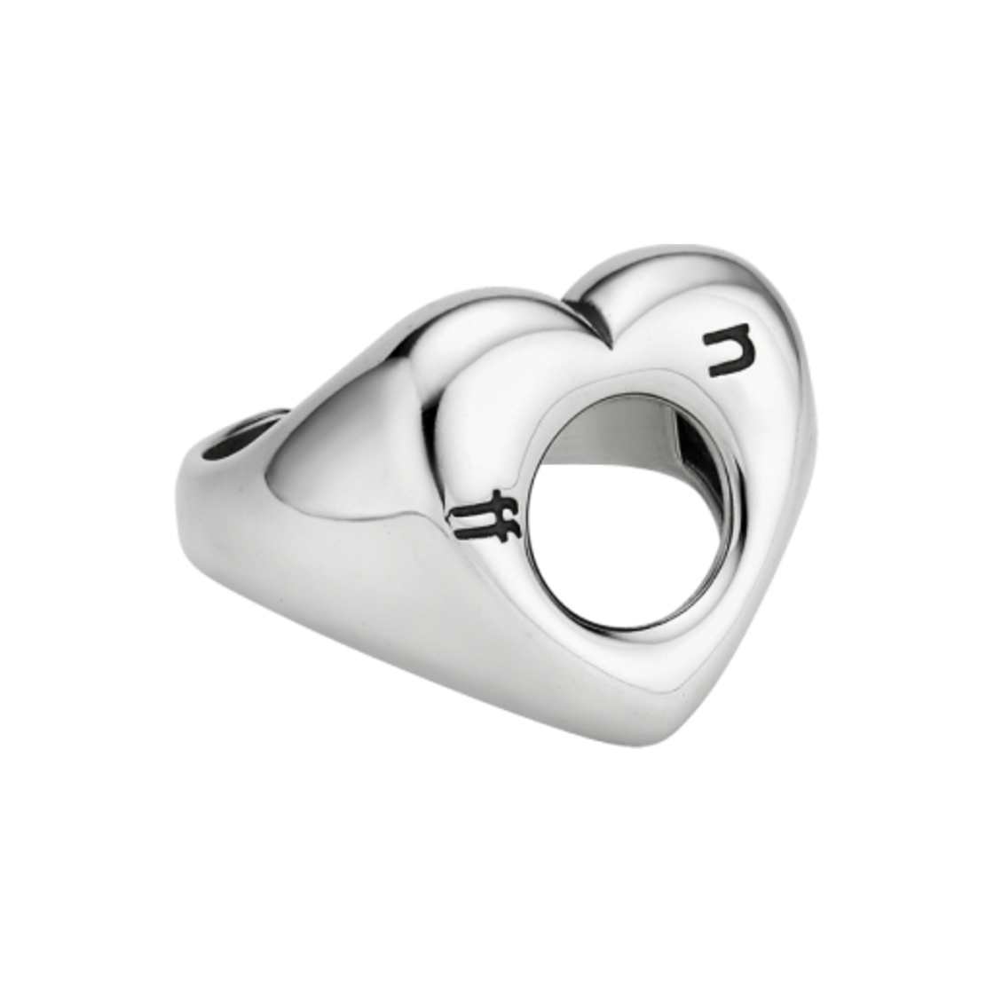 엔프프 실버925 하트 보이드 링 블랙 실버