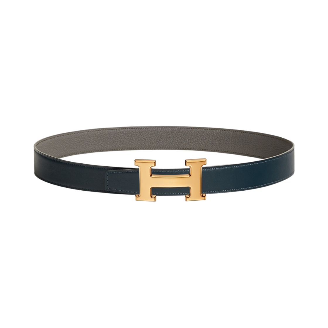 에르메스 H 벨트 버클 & 리버서블 가죽 스트랩 32mm & 골드 블루 마린 그리 에땅(Hermes H Belt Buckle & Reversible Leather Strap 32mm & Gold Bleu Marine Gris Etain) - 1