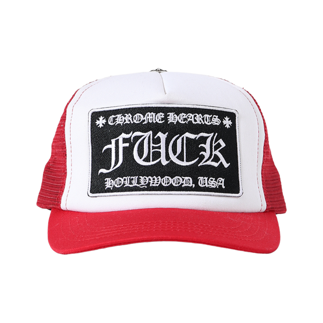 88884444 Hansroom Chrome Hearts Fuck Hollywood Trucker Hat Red White