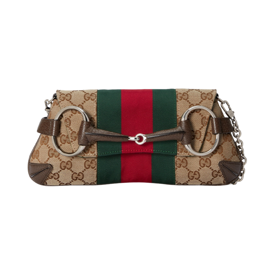 구찌 홀스빗 체인 스몰 숄더백 베이지 에보니 GG 캔버스(Gucci Horsebit Chain Small Shoulder Bag Beige Ebony GG Canvas) - 1