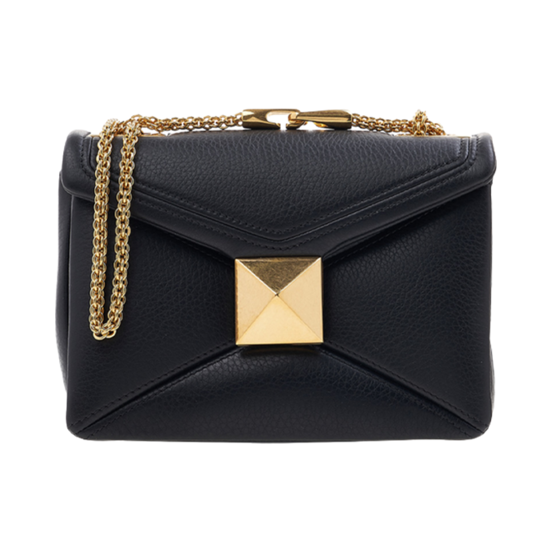 B0K21ILK0NO Valentino One Stud Leather Chain Crossbody Bag Black