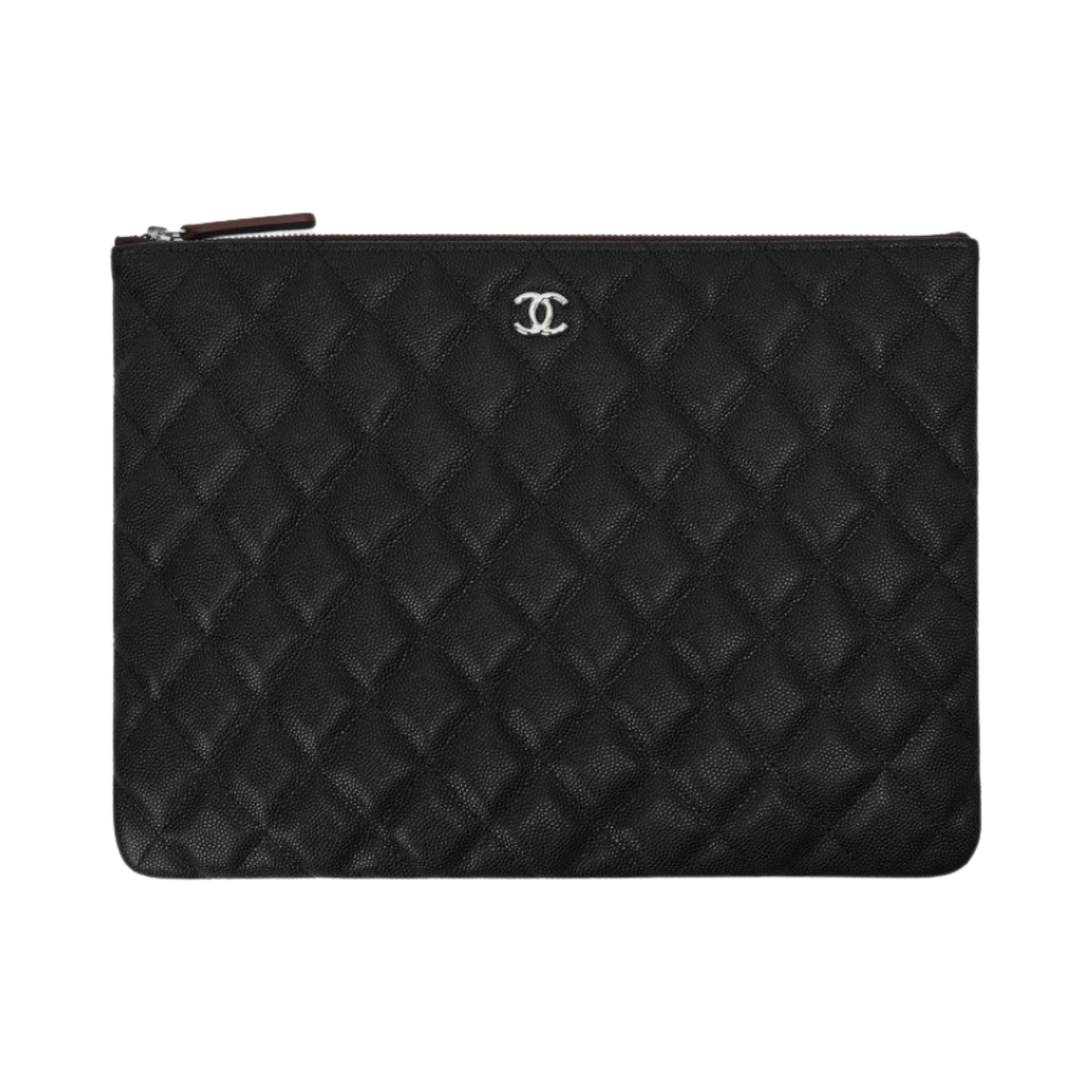 A82545-B01480-C3906 Chanel Medium Classic Pouch Grained Calfskin & Silver Black