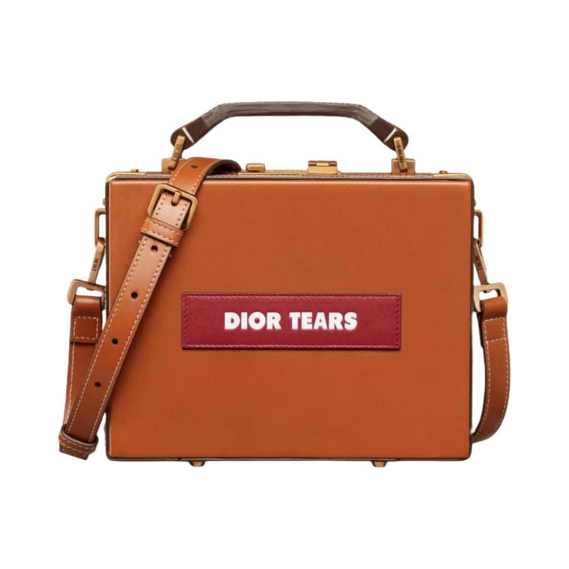 디올 x 데님 티어스 디올 티어스 디올 락 백 스무스 카프스킨 꼬냑 브라운(Dior x Denim Tears Dior Tears Dior Lock Bag Smooth Calfskin Cognac Brown) - 1
