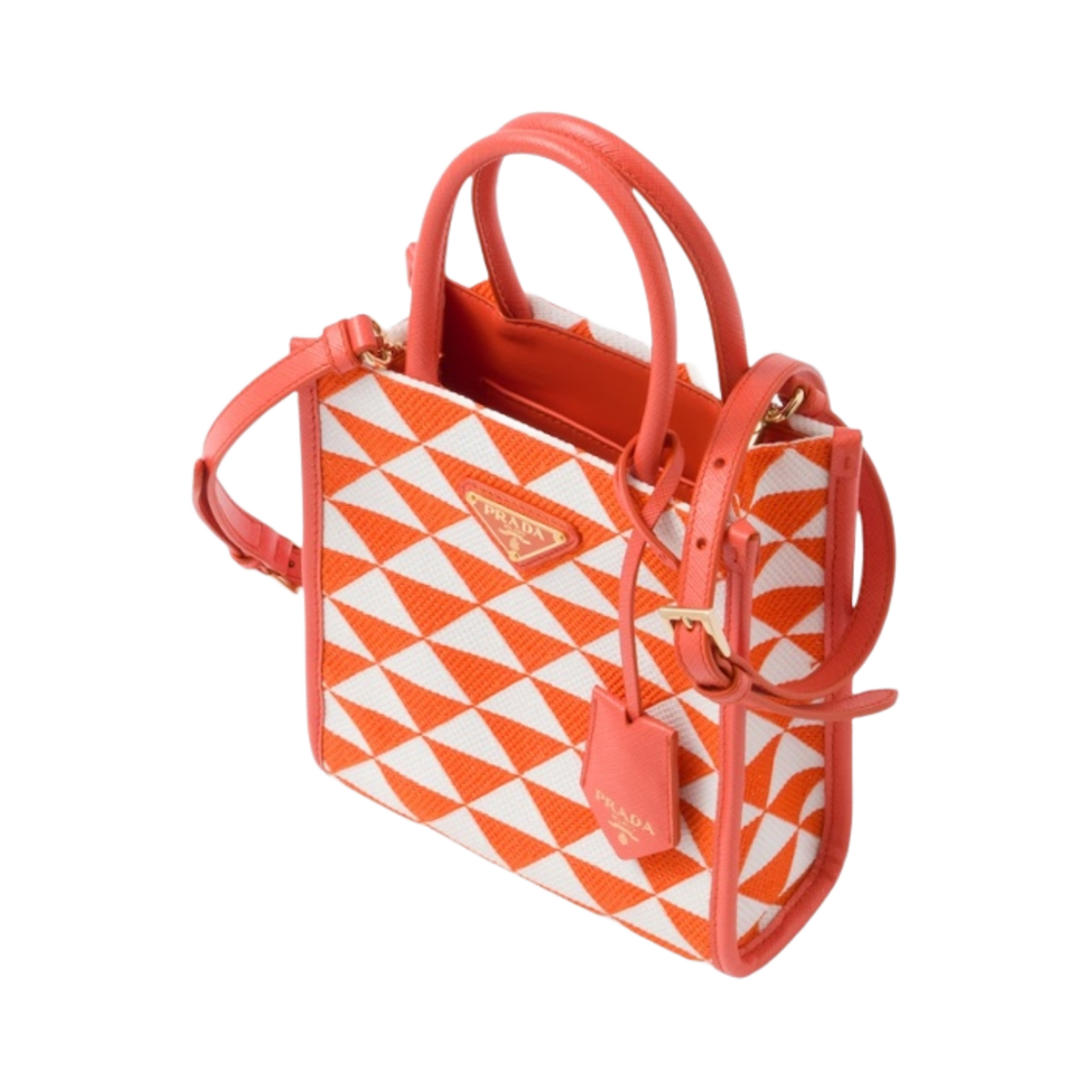 프라다 심볼 자수 패브릭 미니백 오렌지 화이트(Prada Symbole Embroidered Fabric Mini Bag Orange White) - 2