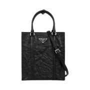 Prada Antique Nappa Leather Mini Tote Bag with Flowers Black