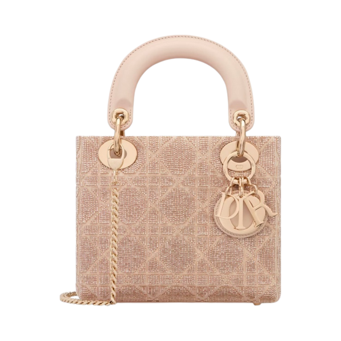 디올 라이트 레이디 백 카라멜 베이지 까나쥬 코튼 자수 마이크로펄(Dior Mini Lady Bag Caramel Beige Cannage Cotton Embroidered Micropearls) - 1