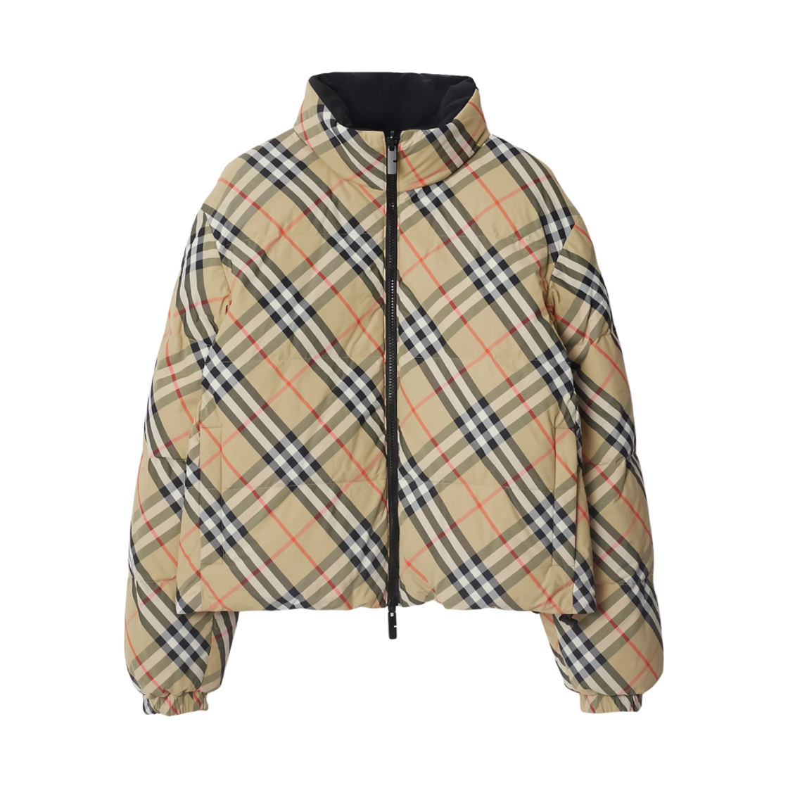 8096129 (W) Burberry Reversible Check Nylon Puffer Jacket Sand