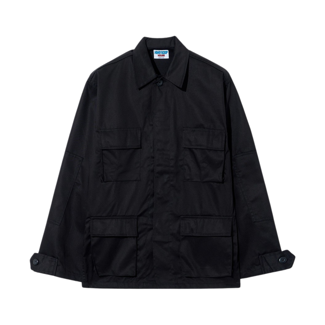 HSH23OU30BK Honey Scoop House LNG Logo BDU Shirt Jacket Black