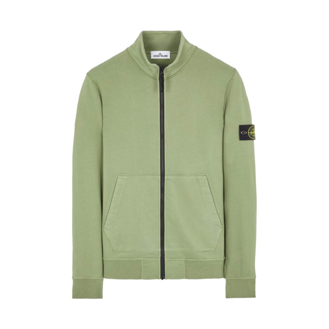스톤 아일랜드 64351 코튼 플리스 트랙탑 세이지 그린 - 23SS(Stone Island 64351 Cotton Fleece Track Top Sage Green - 23SS) - 1