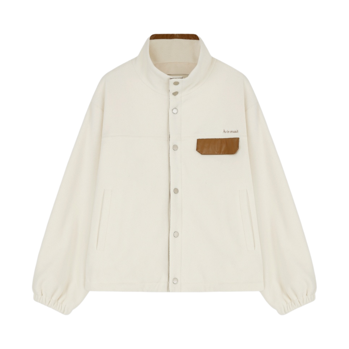 AM01JK2310-IV Aviemuah Oversized Logo Fleece Jacket Ivory