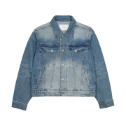 YIYAE Aslant Crop Denim Jacket Blue