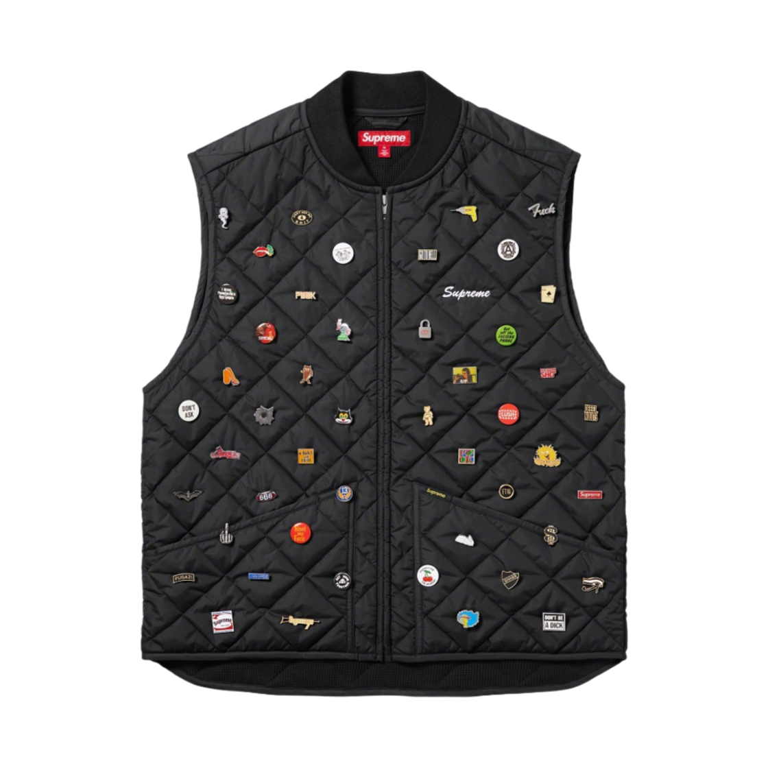 슈프림 핀 퀼티드 워크 베스트 블랙 - 23FW(Supreme Pins Quilted Work Vest Black - 23FW)