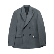STU Double Blazer Mid Grey with Lunar Snap Brooch